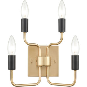 Epping Avenue 2 Light 10 inch Aged Brass with Black Sconce Wall Light