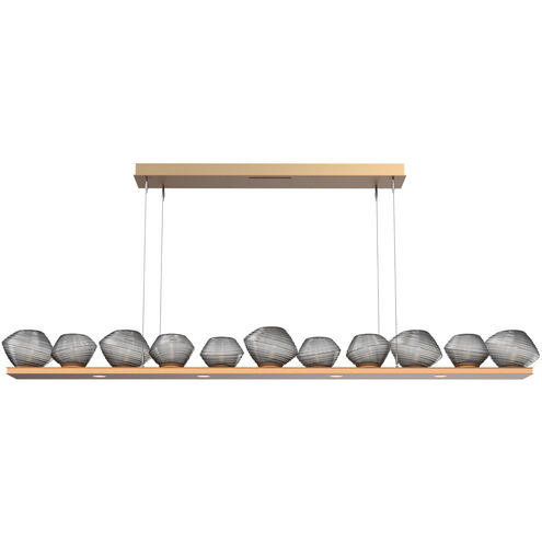 Mesa LED 59 inch Novel Brass Linear Pendant Ceiling Light in Smoke, 2700K LED
