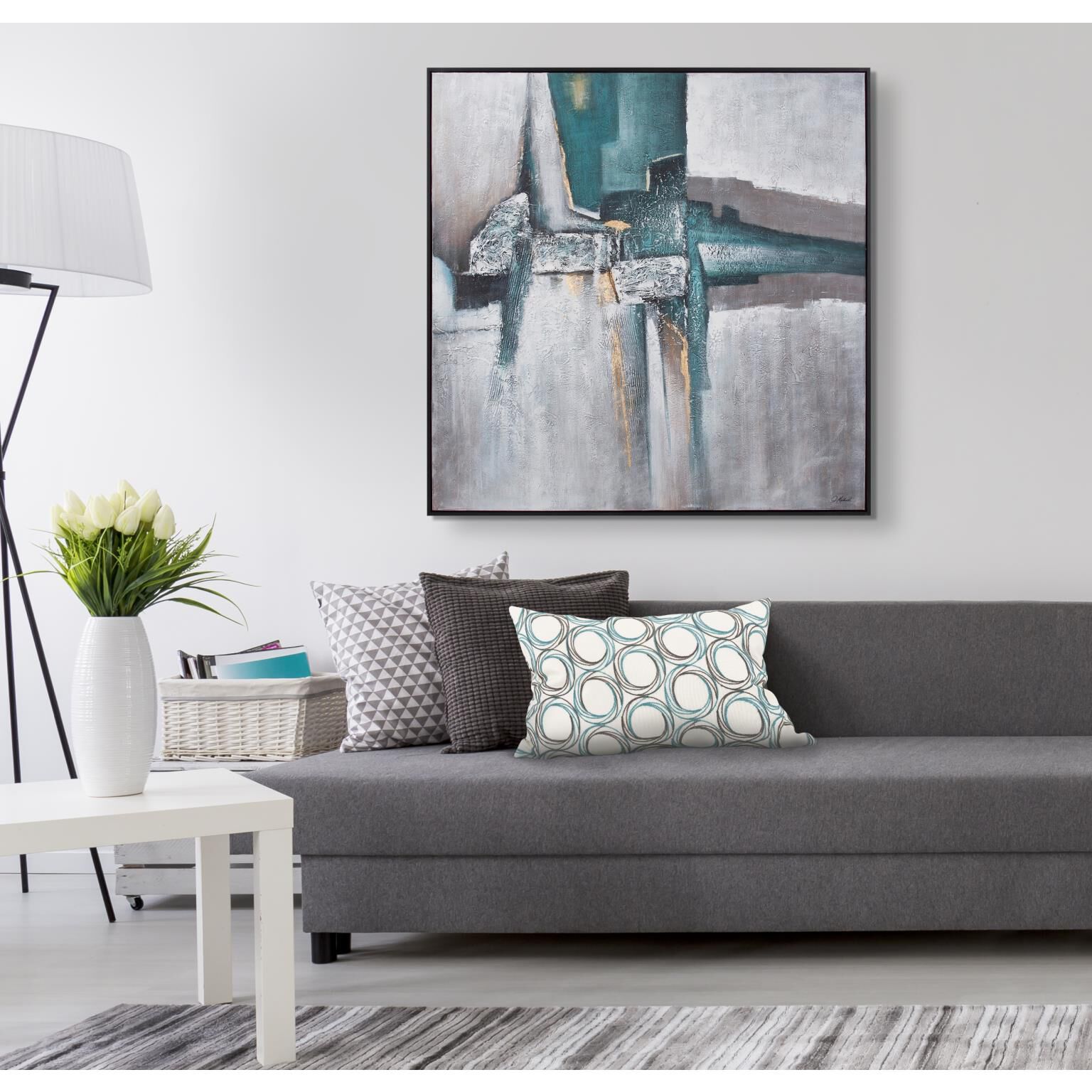 Color Split 61.75 X 61.75 inch Hand Painted Canvas