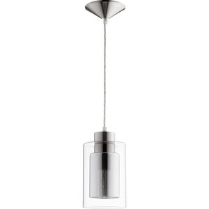 Fort Worth 1 Light 5 inch Satin Nickel Pendant Ceiling Light in Clear and Chrome Striped