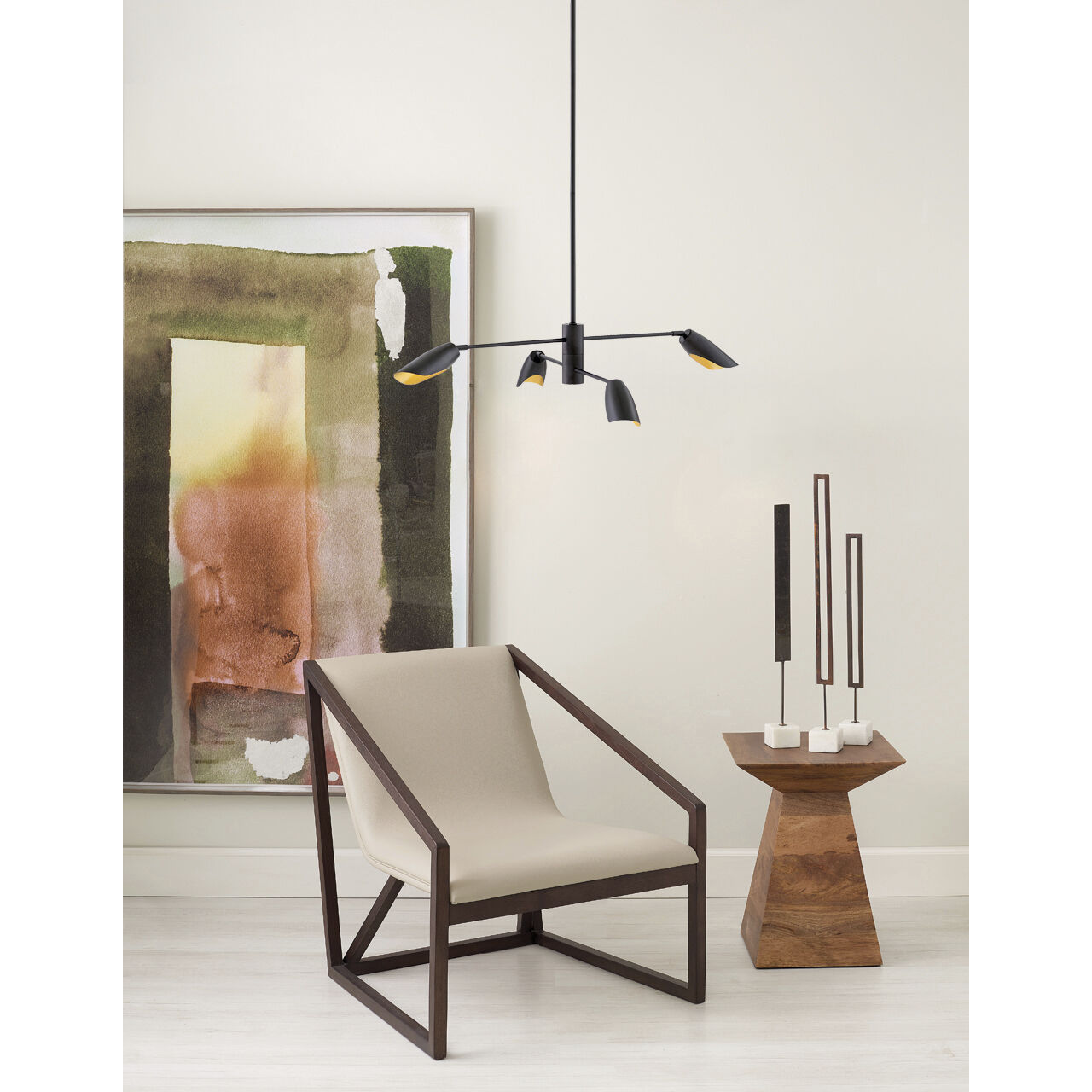 Bowery LED 39.25 inch Black Chandelier Ceiling Light, Semi-Flush Mount