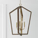 Maren 4 Light 20 inch Nordic Wood and Matte Brass Pendant Ceiling Light