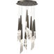 Beyond Solitude LED 17 inch Antique Nickel Multi-Light Pendant Ceiling Light, Round Canopy