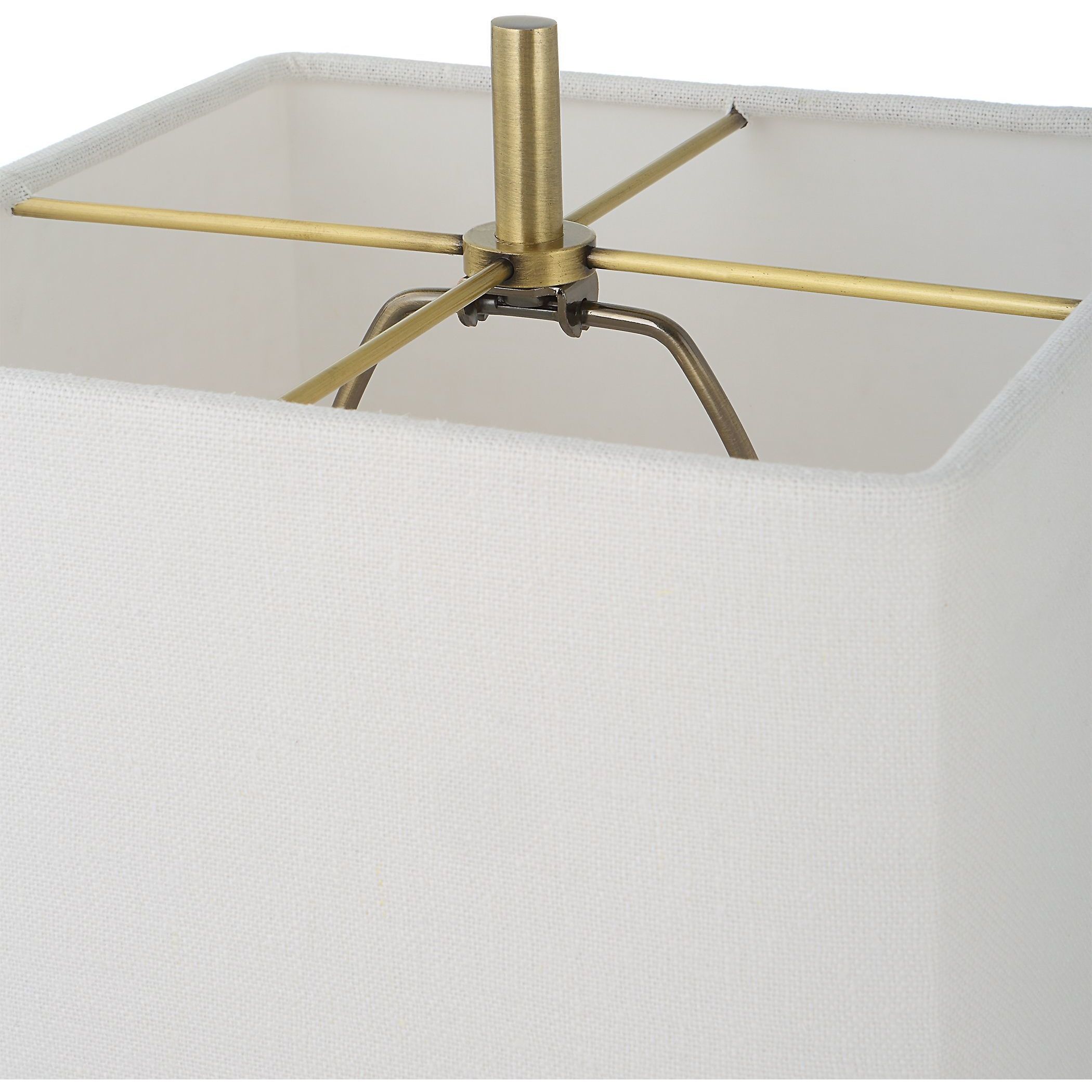 Escort 37 inch 100.00 watt Brushed Brass and White Marble Buffet Lamp Portable Light