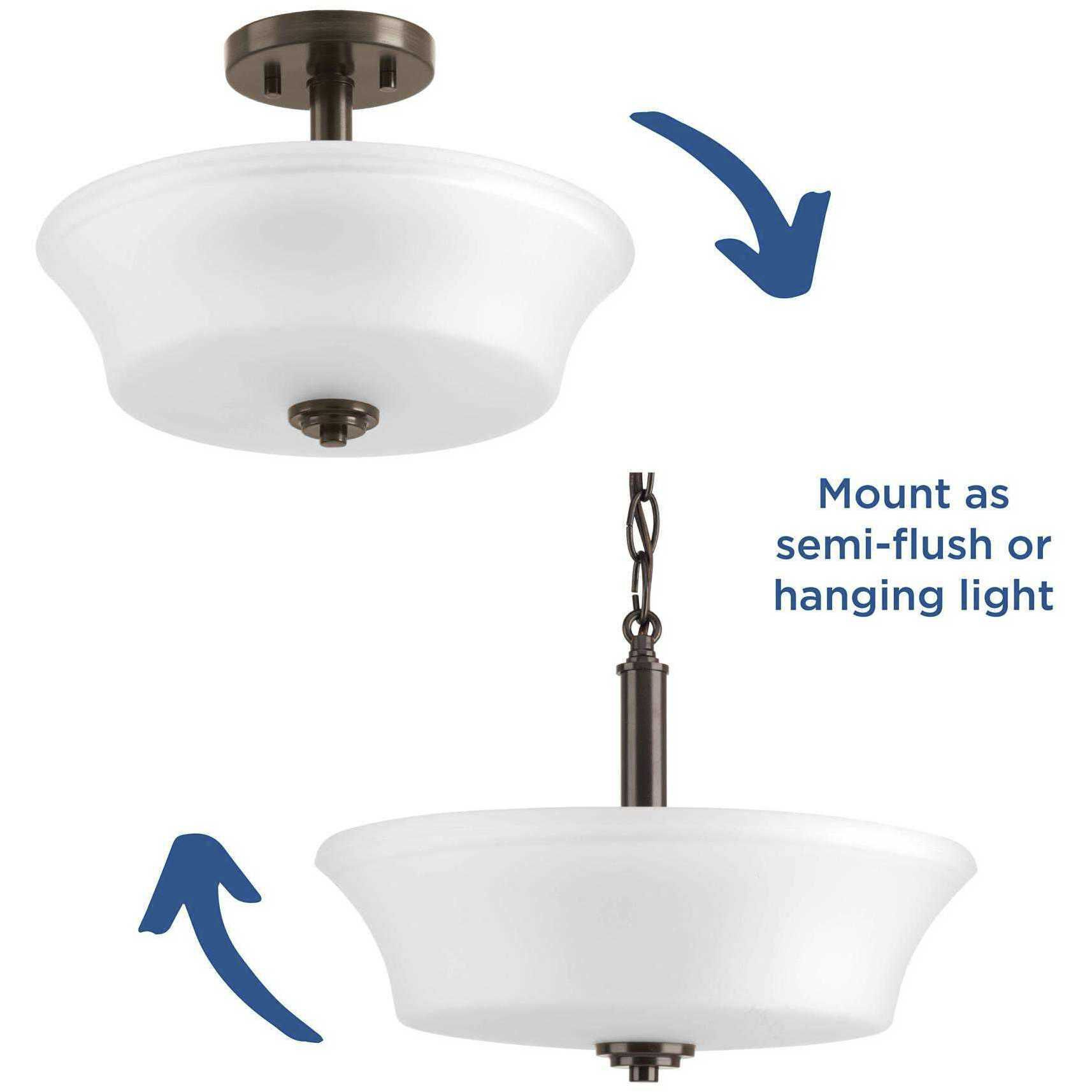 Cascadia 2 Light 14 inch Antique Bronze Semi-Flush Mount Convertible Ceiling Light