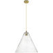 Crown Point 1 Light 16 inch Brushed Brass Pendant Ceiling Light in Seedy Glass