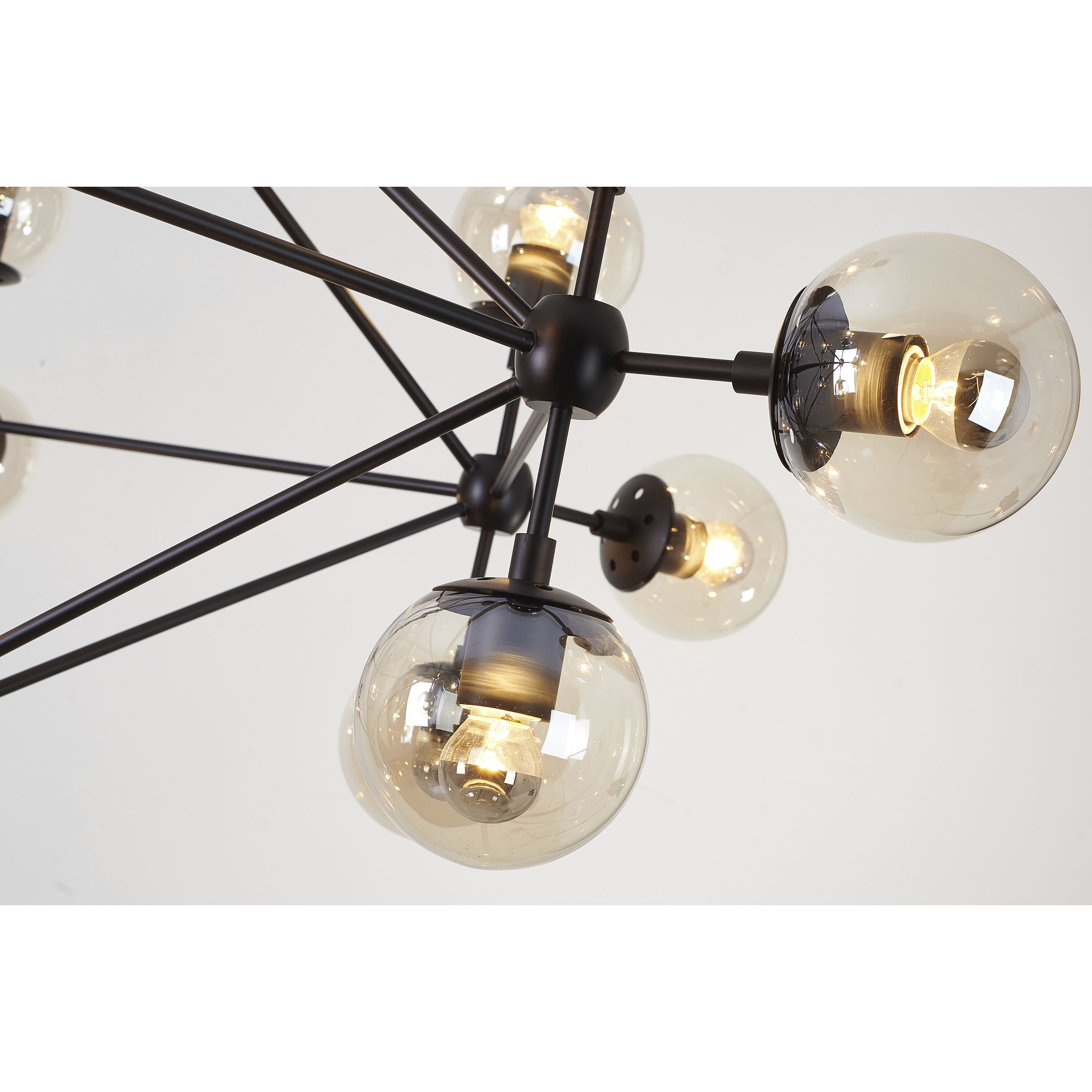 Canada LED 53 inch Black Chandelier Ceiling Light, Geometric Sphere, Black Frame
