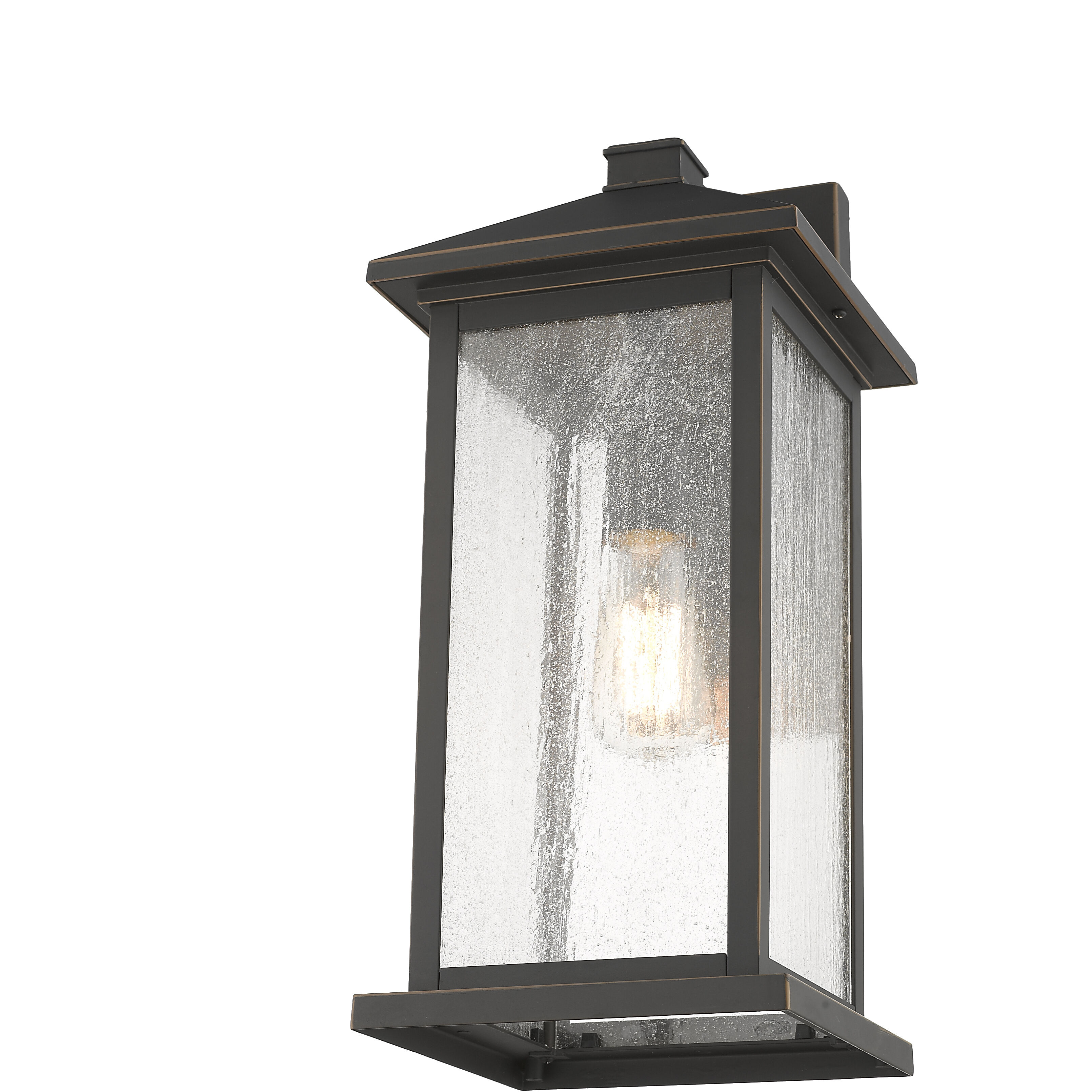 Portland 1 Light 18 inch Oil Rubbed Bronze Outdoor Wall Light in Clear Seedy Glass