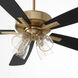 Ovation 52 inch Aged Brass with Matte Black/Walnut Blades Ceiling Fan in 4 Light Clear Seeded Glass Shades