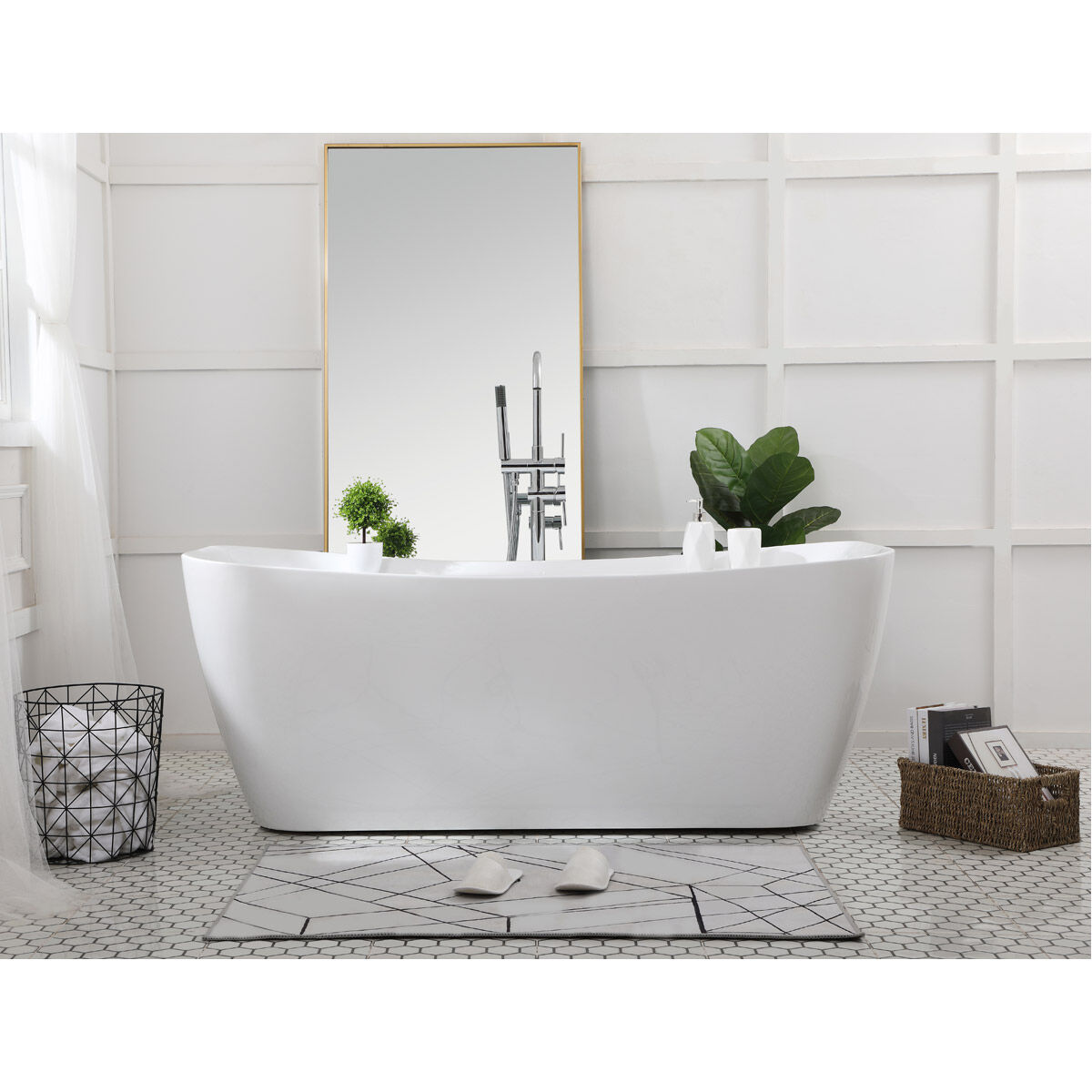 Harrieta Glossy White and Chrome Bathtub