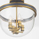 Herrick 4 Light 13 inch Luxe Gold and Navy Semi Flush Ceiling Light