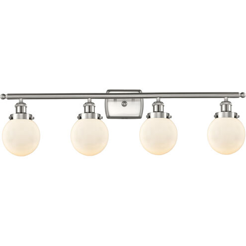 Ballston Beacon 4 Light 36 inch Brushed Satin Nickel Bath Vanity Light Wall Light in Matte White Glass, Ballston