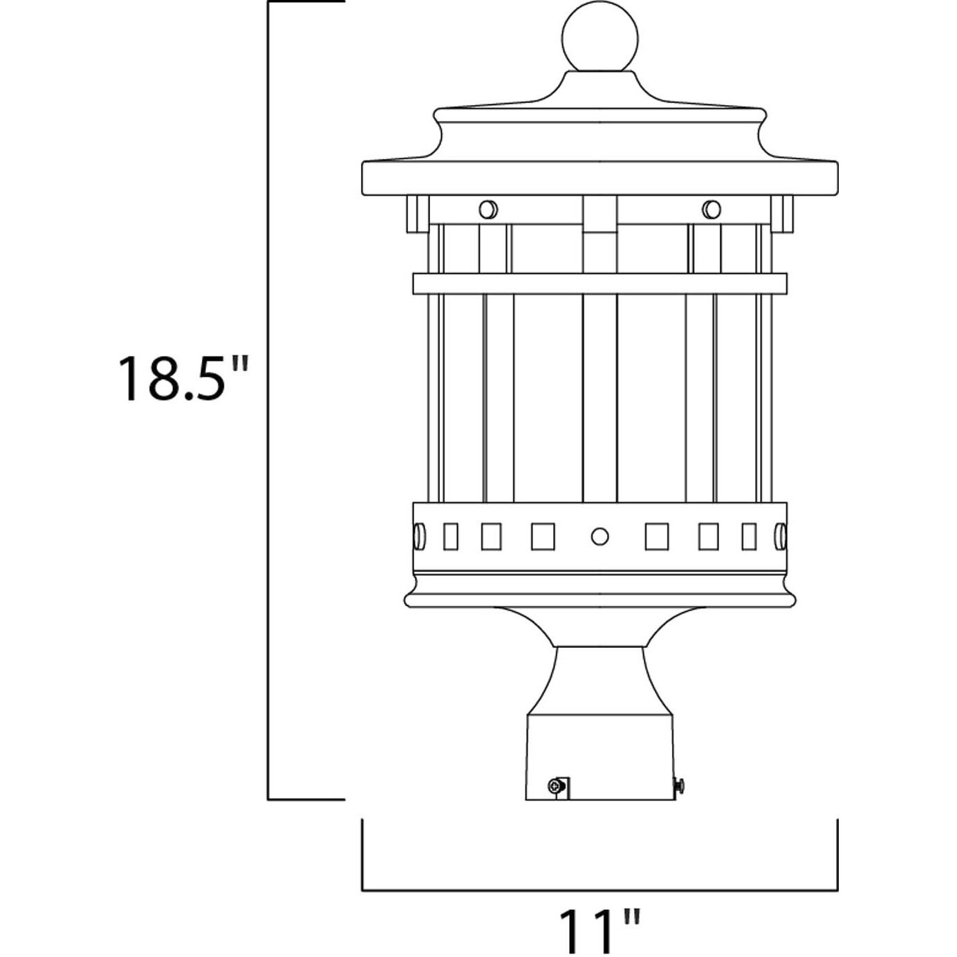 Santa Barbara DC 3 Light 19 inch Sienna Outdoor Pole/Post Lantern