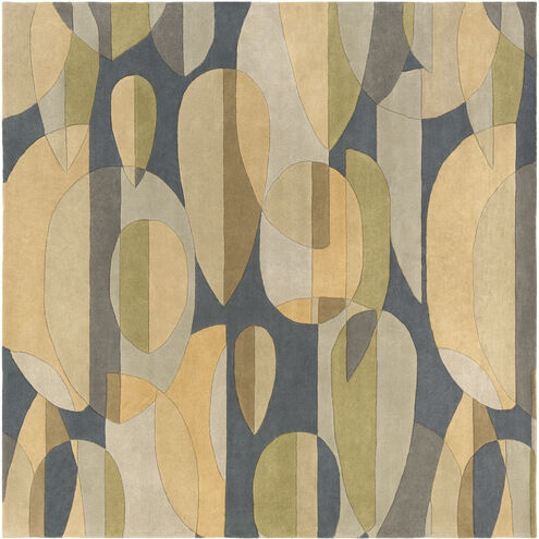 Forum 72 X 72 inch Deep Teal/Sage/Slate/Tan/Light Olive Handmade Rug in 6 Ft Square, Wool