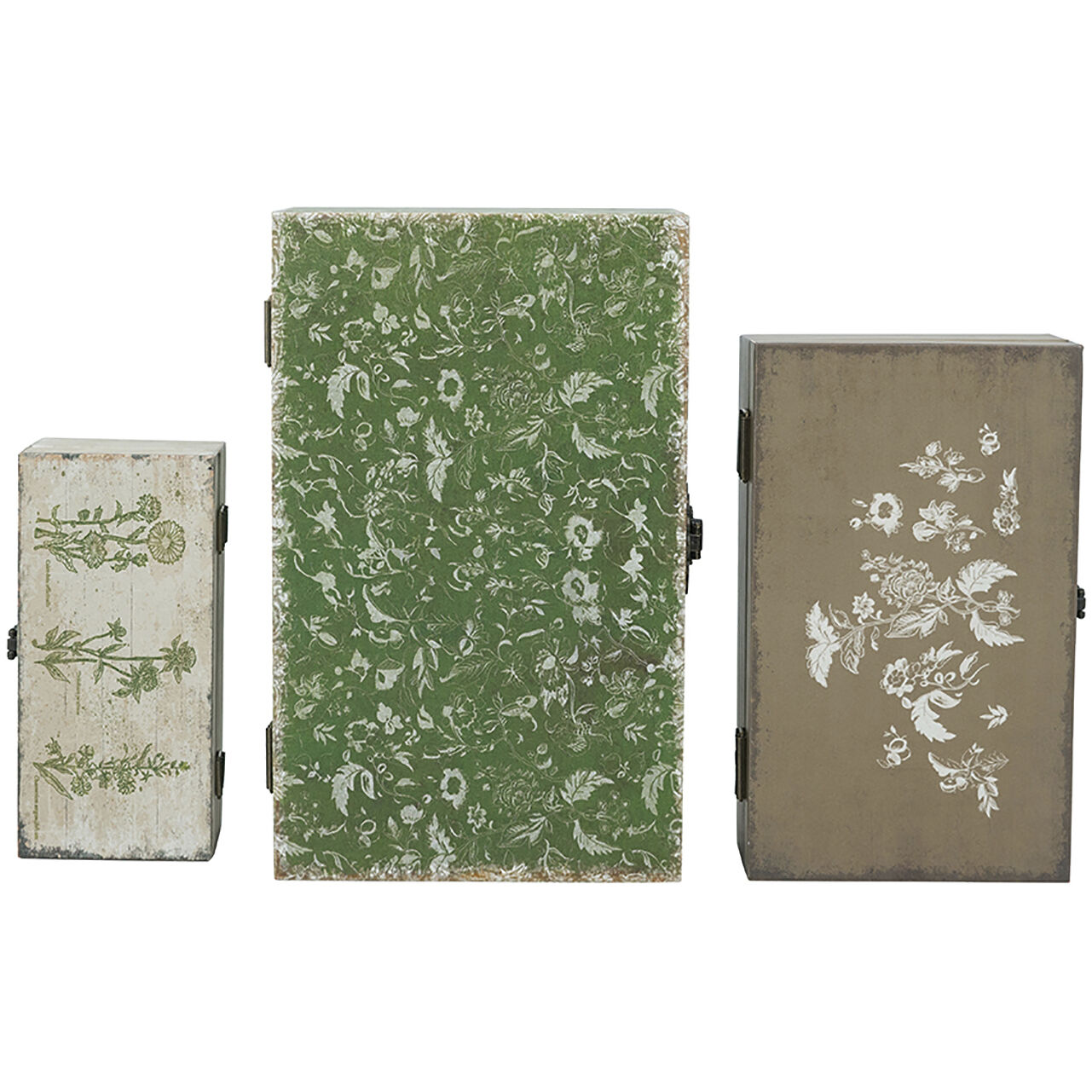 Anita Textured White/Brown/Green Decorative Boxes, Set of 3
