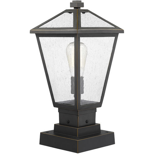 Talbot 1 Light 17.5 inch Oil Rubbed Bronze Outdoor Pier Mounted Fixture in Seedy Glass