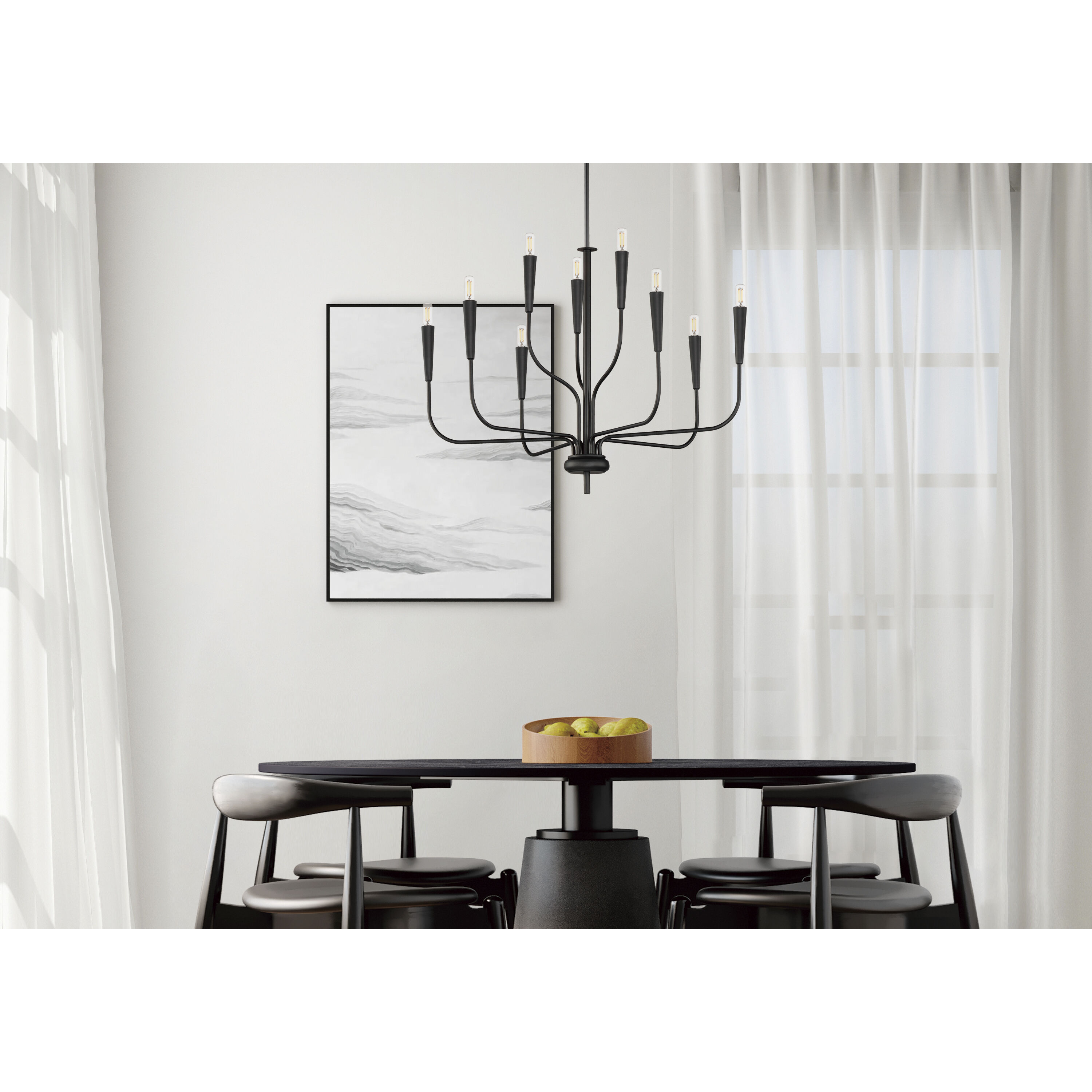 Vela 9 Light 32 inch Black Multi-Tier Chandelier Ceiling Light