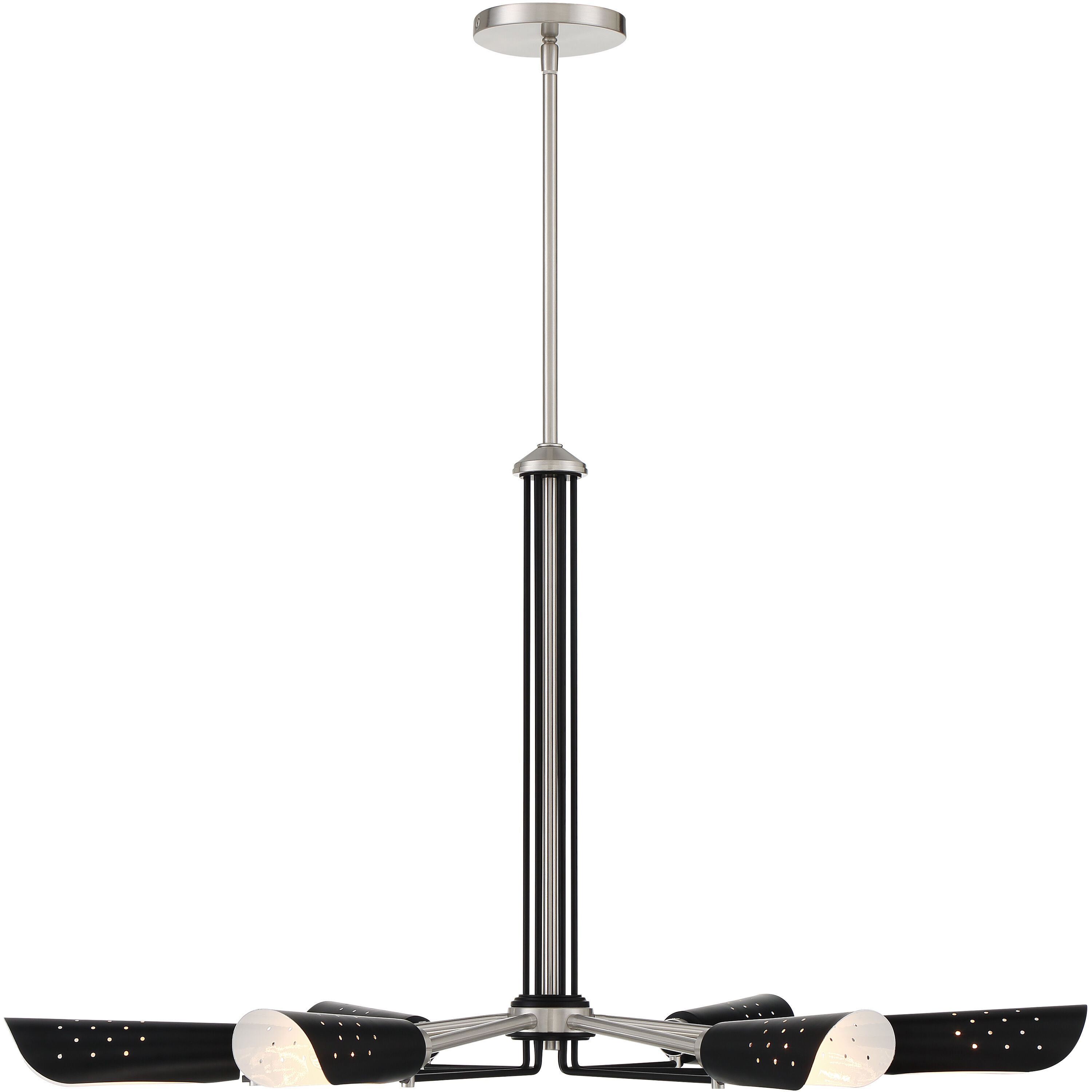 Turbine 6 Light 34 inch Coal With Brushed Nickel Chandelier Ceiling Light