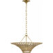 AERIN Elona LED 24 inch Hand-Rubbed Antique Brass Chandelier Ceiling Light in Blonde Wicker