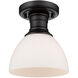 Hines 1 Light 7 inch Matte Black Semi-flush Ceiling Light in Opal Glass