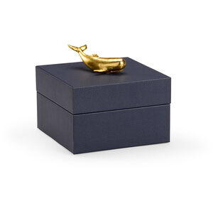 Pam Cain 8 inch Navy/Metallic Gold Decorative Box