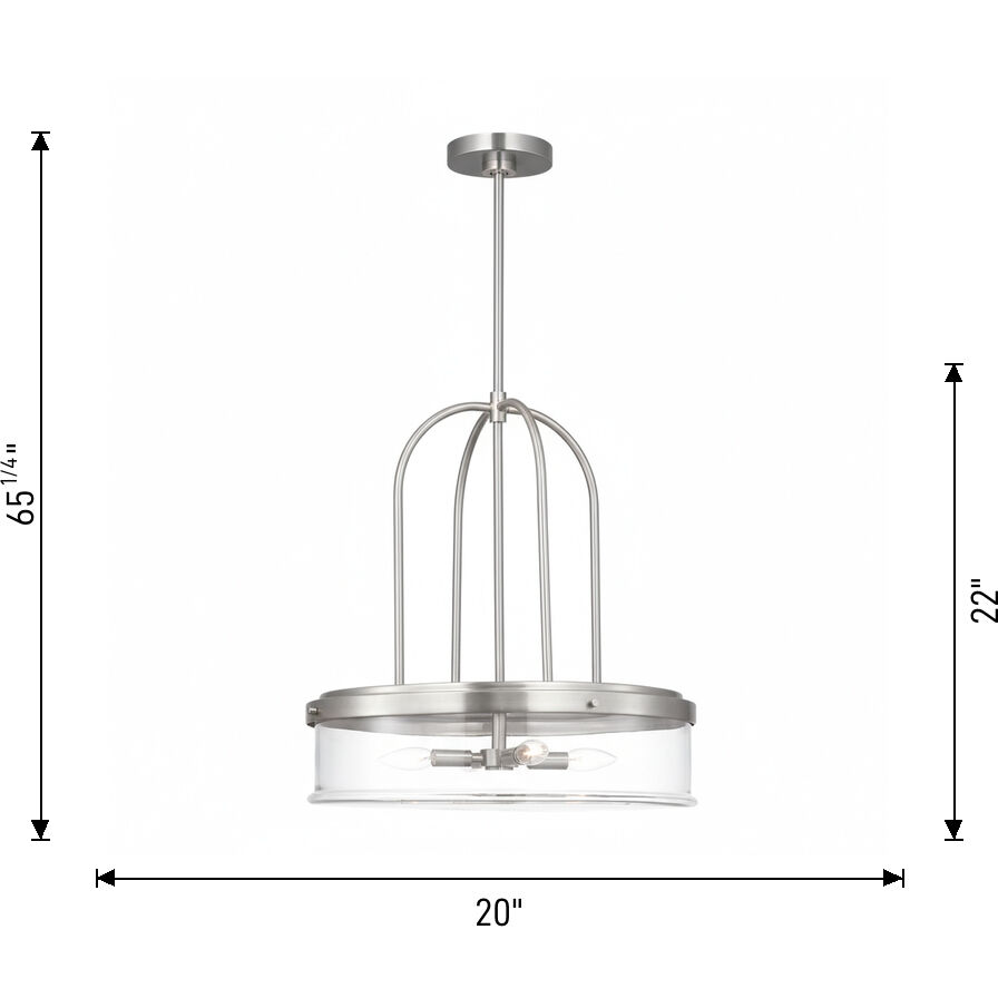 Anders 4 Light 20 inch Satin Brass Pendant Ceiling Light