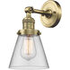 Franklin Restoration Small Cone LED 6 inch Antique Brass Semi-Flush Mount Ceiling Light in Clear Glass, Franklin Restoration