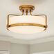 Harper 3 Light 18 inch Heritage Brass Indoor Semi-Flush Mount Ceiling Light in White