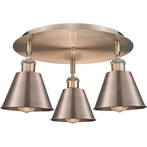 Ballston 3 Light 18.25 inch Antique Copper Flush Mount Ceiling Light