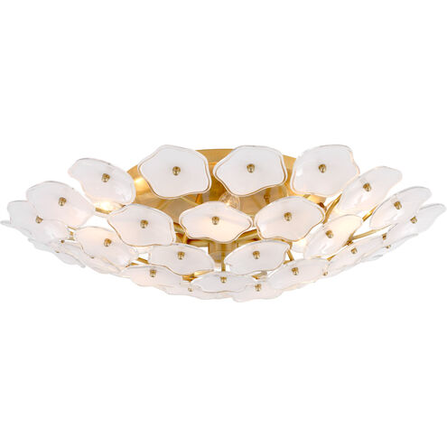 Visual Comfort Signature Collection | Visual Comfort KS4066SB-CRE kate spade  new york Leighton Flush Mount Ceiling Light in Soft Brass, Cream Tinted  Glass, Large
