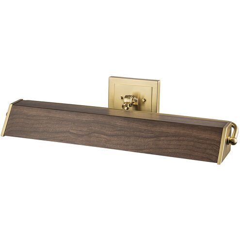 Cade 160 watt 26 inch Wood Finish with Brush Brass Picture Light Wall Light