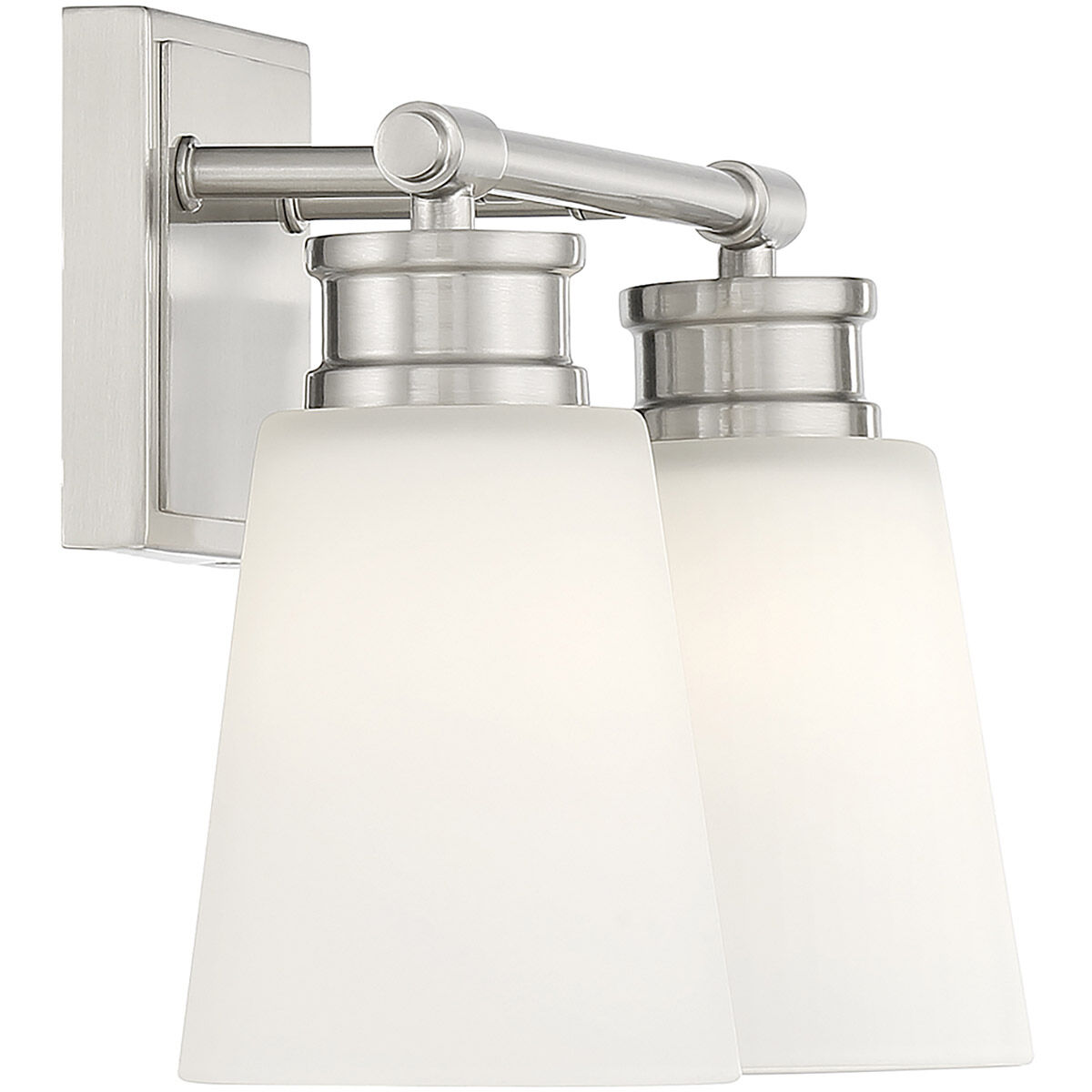 Contemporary 2 Light 14 inch Brushed Nickel Bathroom Vanity Light Wall Light