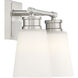 Contemporary 2 Light 14 inch Brushed Nickel Bathroom Vanity Light Wall Light