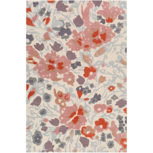 Botanical 36 X 24 inch Rose/Rust/Camel/Charcoal/Medium Gray/Light Gray Rugs, Rectangle