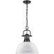 Duncan 1 Light 14 inch Matte Black Pendant Ceiling Light in White, Large