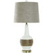 Cameron 32.5 inch 60.00 watt White and Faux Wood Brown and Brass Table Lamp Portable Light