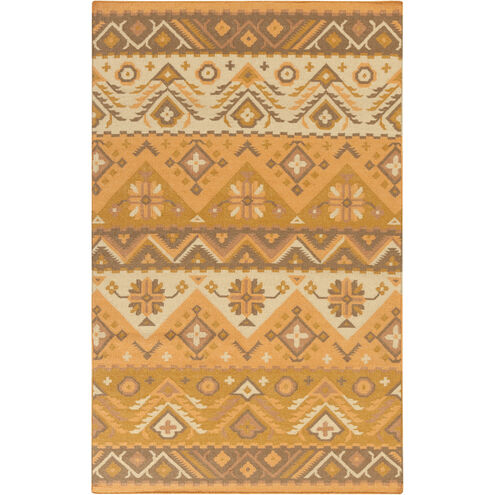 Jewel Tone 36 X 24 inch Orange/Burnt Orange/Bright Yellow/Brown/Beige Handmade Rug