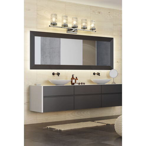 Archer 5 Light 38 inch Polished Nickel Vanity Wall Light