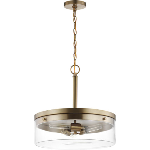 Intersection 3 Light 17 inch Burnished Brass Pendant Ceiling Light