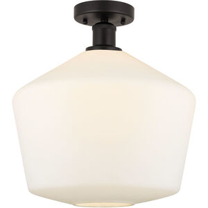 Edison Cindyrella 1 Light 12 inch Oil Rubbed Bronze Semi-Flush Mount Ceiling Light in Matte White Glass
