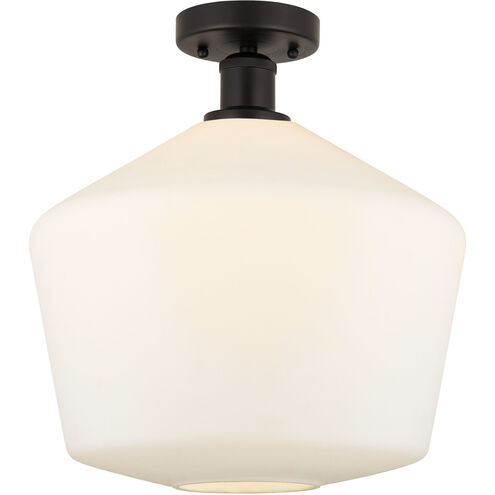 Edison Cindyrella 1 Light 12 inch Oil Rubbed Bronze Semi-Flush Mount Ceiling Light in Matte White Glass