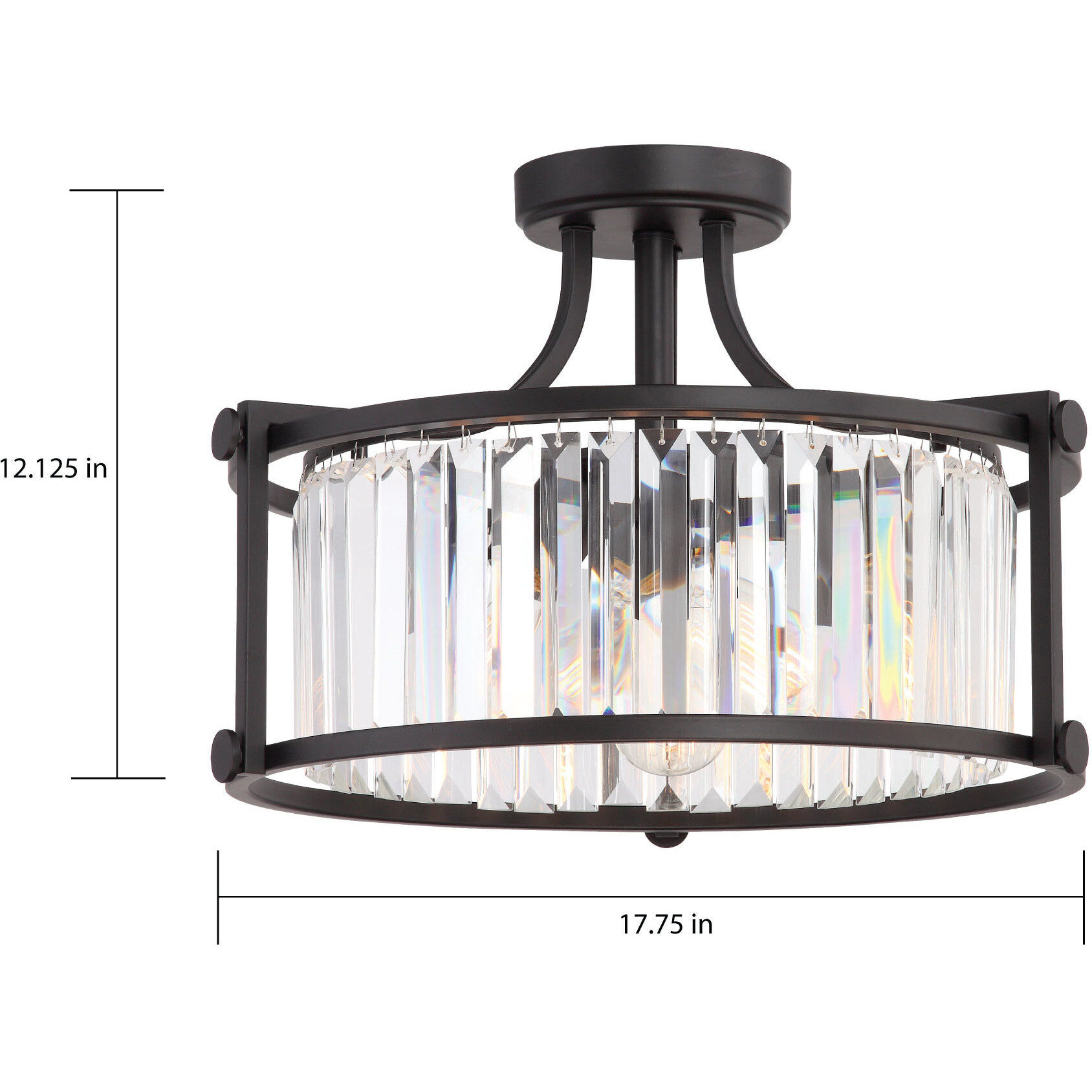 Krys 3 Light 17.75 inch Aged Bronze Semi Flush Mount Ceiling Light