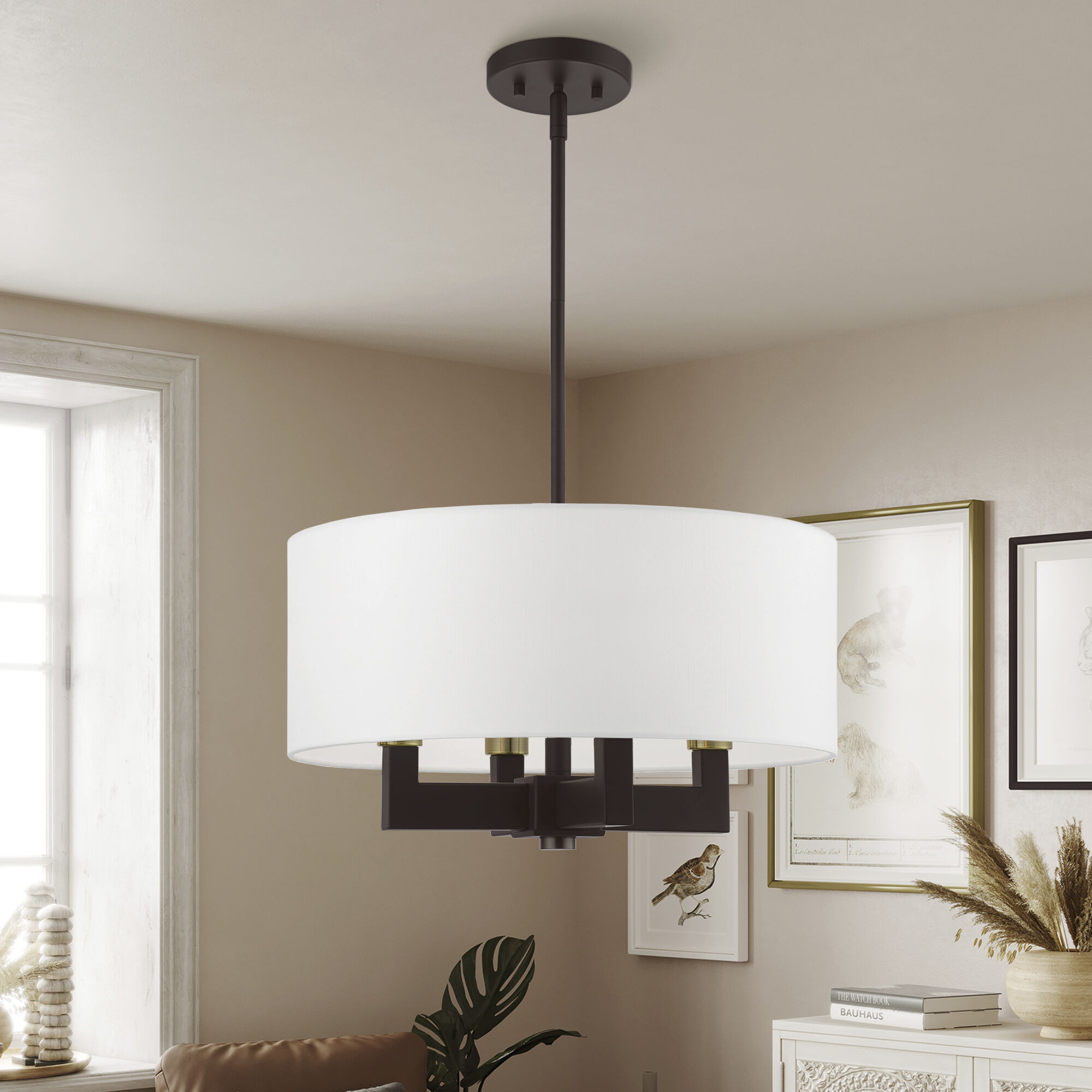 Cresthaven 4 Light 18 inch Bronze with Antique Brass Accents Pendant Chandelier Ceiling Light