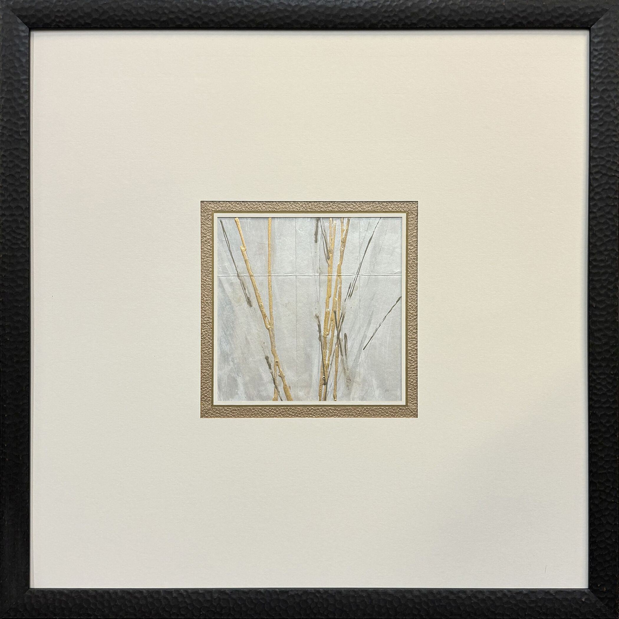 Incised Gold Gray and Beige and Metallic and White Framed Art, The Studio