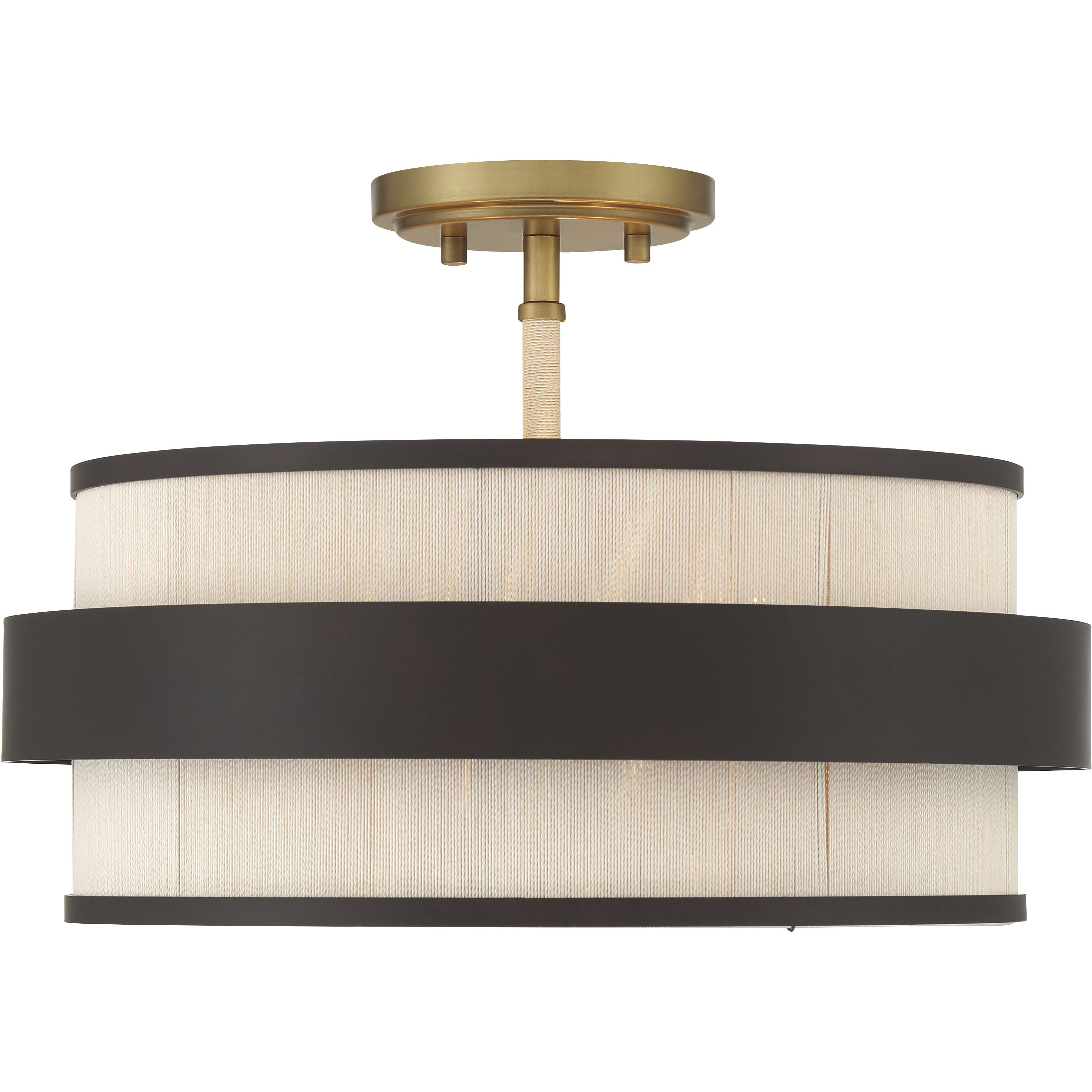 Harbor Wrap 3 Light 16 inch Legacy Brass and Dark Bronze Semi Flush Ceiling Light