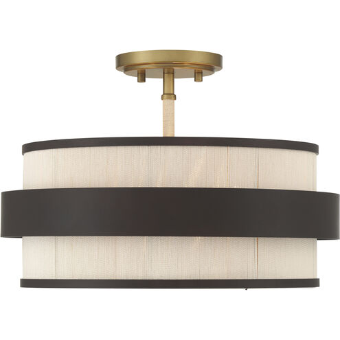 Harbor Wrap 3 Light 16 inch Legacy Brass and Dark Bronze Semi Flush Ceiling Light