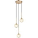 Jemyca 3 Light 12.88 inch Aged Gold Brass Pendant Ceiling Light in Aged Gold Brass and Clear