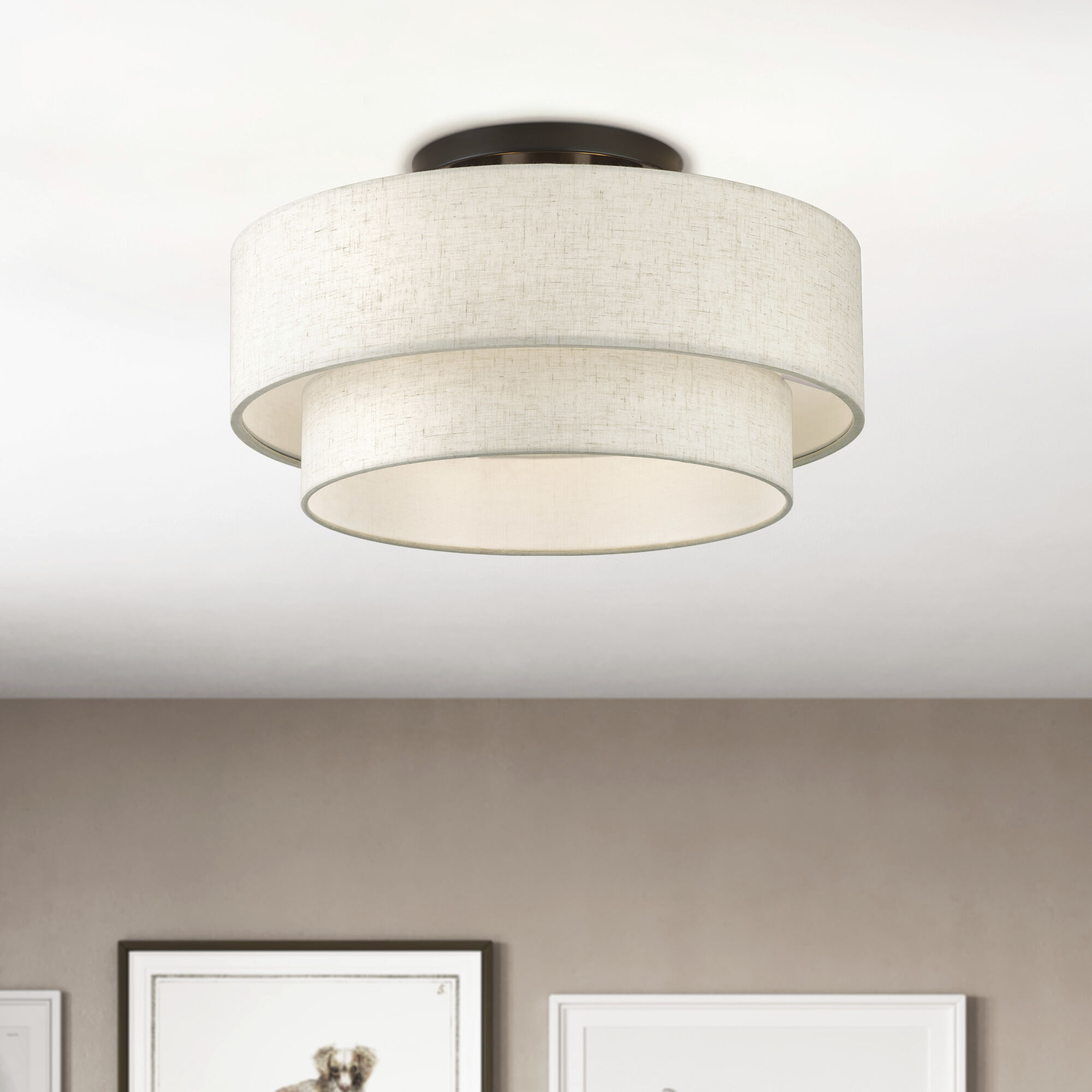 Manorwood 3 Light 18 inch English Bronze Semi Flush Mount Ceiling Light, Large