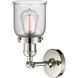 Franklin Restoration Small Bell 1 Light 5 inch Polished Nickel Sconce Wall Light in Seedy Glass, Franklin Restoration