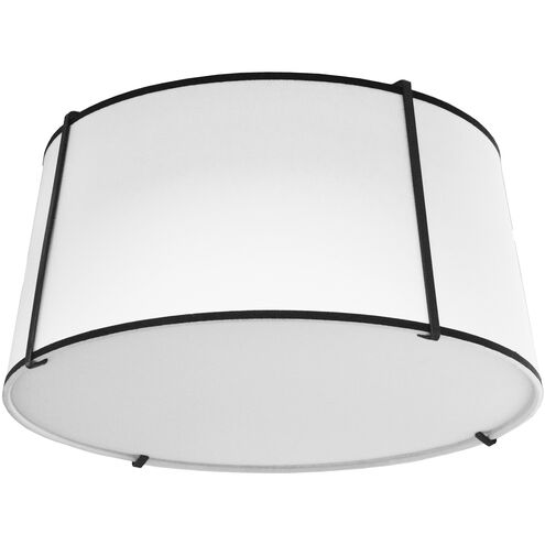 Trapezoid 3 Light 16 inch Black with White Flush Mount Ceiling Light